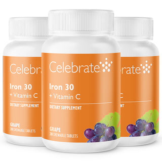 Jern 30 mg + Vitamin C, Tyggetablet, Grape 