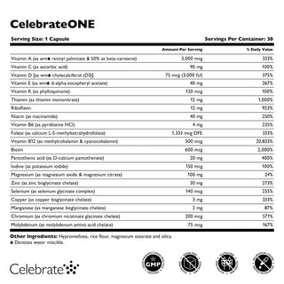 CelebrateONE einmal täglich bariatrisches Multivitamin ohne Eisen, Kapseln