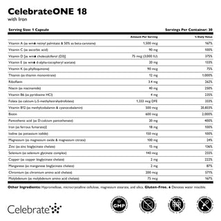 CelebrateONE 18 Einmal täglich bariatrisches Multivitamin mit Eisen, Kapseln