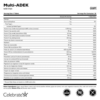 Multi-ADEK Vitamin med 60 mg jern, tyggetabletter, Grape