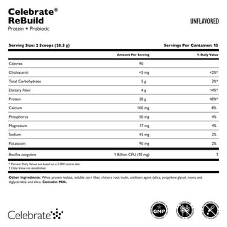 Celebrate® ReBuild Protein + Probiotic, pulver