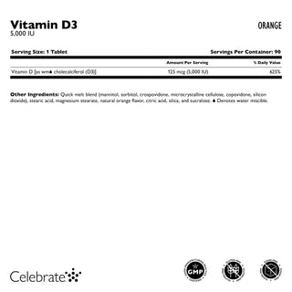 Witamina D3 125mcg (5.000 IU), Quick-Melt, Orange