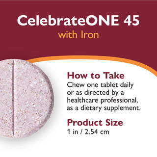 CelebrateONE 45 Einmal täglich bariatrisches Multivitamin mit Eisen, Kautabletten