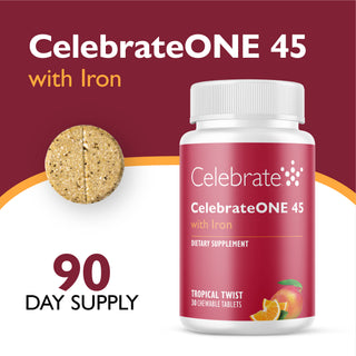 CelebrateONE 45 Einmal täglich bariatrisches Multivitamin mit Eisen, Kautabletten