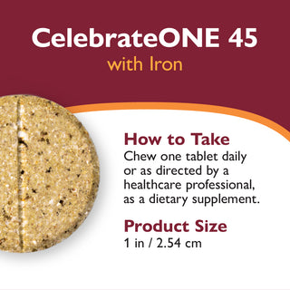 CelebrateONE 45 Einmal täglich bariatrisches Multivitamin mit Eisen, Kautabletten