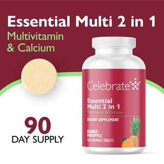 Essential Multi 2 in 1 Multivitamin mit Kalzium, Kautabletten