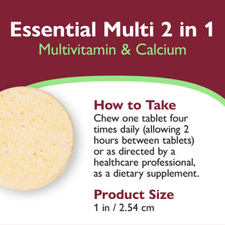 Essential Multi 2 in 1 Multivitamin mit Kalzium, Kautabletten