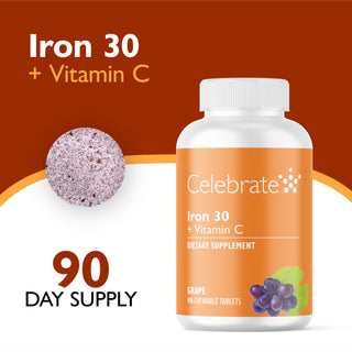 Eisen 30 mg + Vitamin C, Kautabletten, Grape