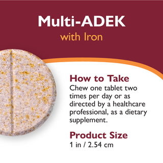 Multi-ADEK Vitamin mit 60mg Eisen, Kautabletten, Grape