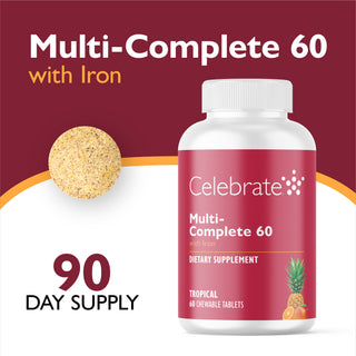 Multi-Complete 60 Bariatrisches Multivitamin mit Eisen, Kautabletten, Tropical