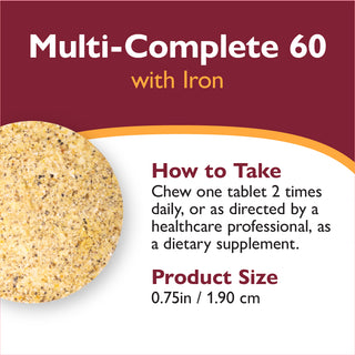 Multi-Complete 60 Bariatrisches Multivitamin mit Eisen, Kautabletten, Tropical