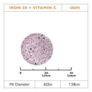 Jern 30 mg + C-vitamin, tyggetabletter, Grape